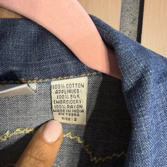 Chico's Multicolor Embroidered‎ Jean Jacket - Picture 4 of 5